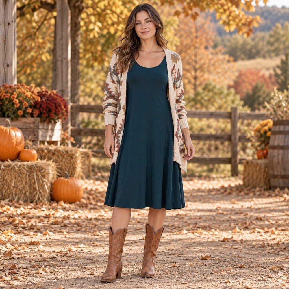 Old Navy Fit & Flare Midi Dress Teal Sleeveless Scoop Neck Casual Boho Large NEW